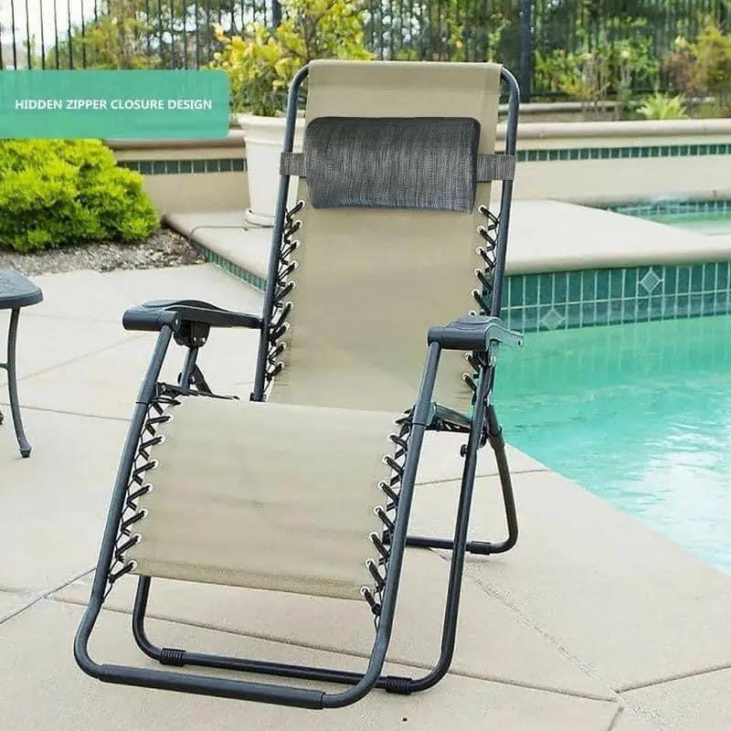 Chaise pliante de camping en plein air, chaise de plage, chaise longue zéro gravité, bureau, déjeuner, jardin, balcon.