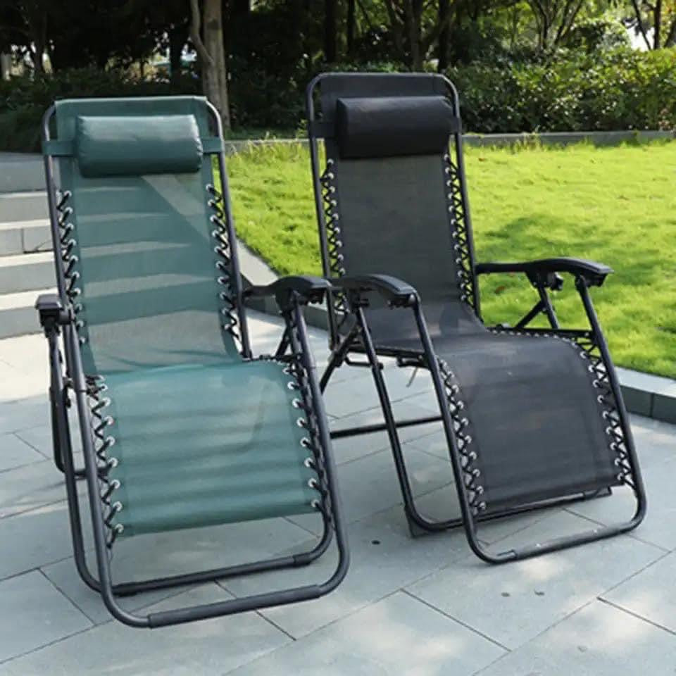 Chaise pliante de camping en plein air, chaise de plage, chaise longue zéro gravité, bureau, déjeuner, jardin, balcon.
