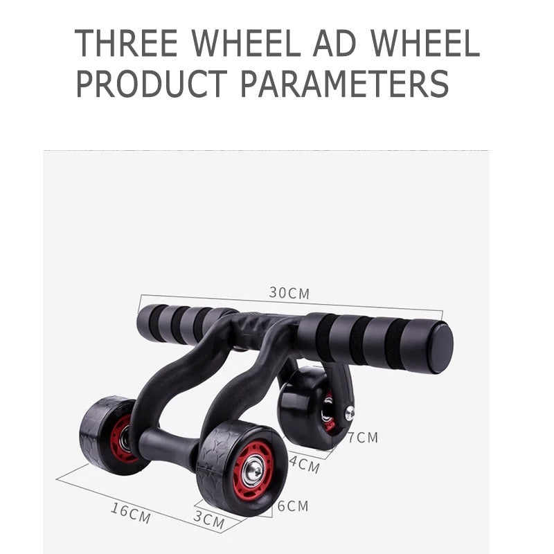 Roue abdominale pliable pour hommes et femmes, 3 roues, pour l'entraînement des muscles abdominaux.