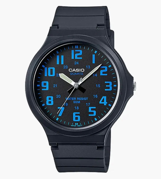 Montre Homme CASIO MW-240-2BVDF – Bracelet en résine noir – Résistant à l’eau