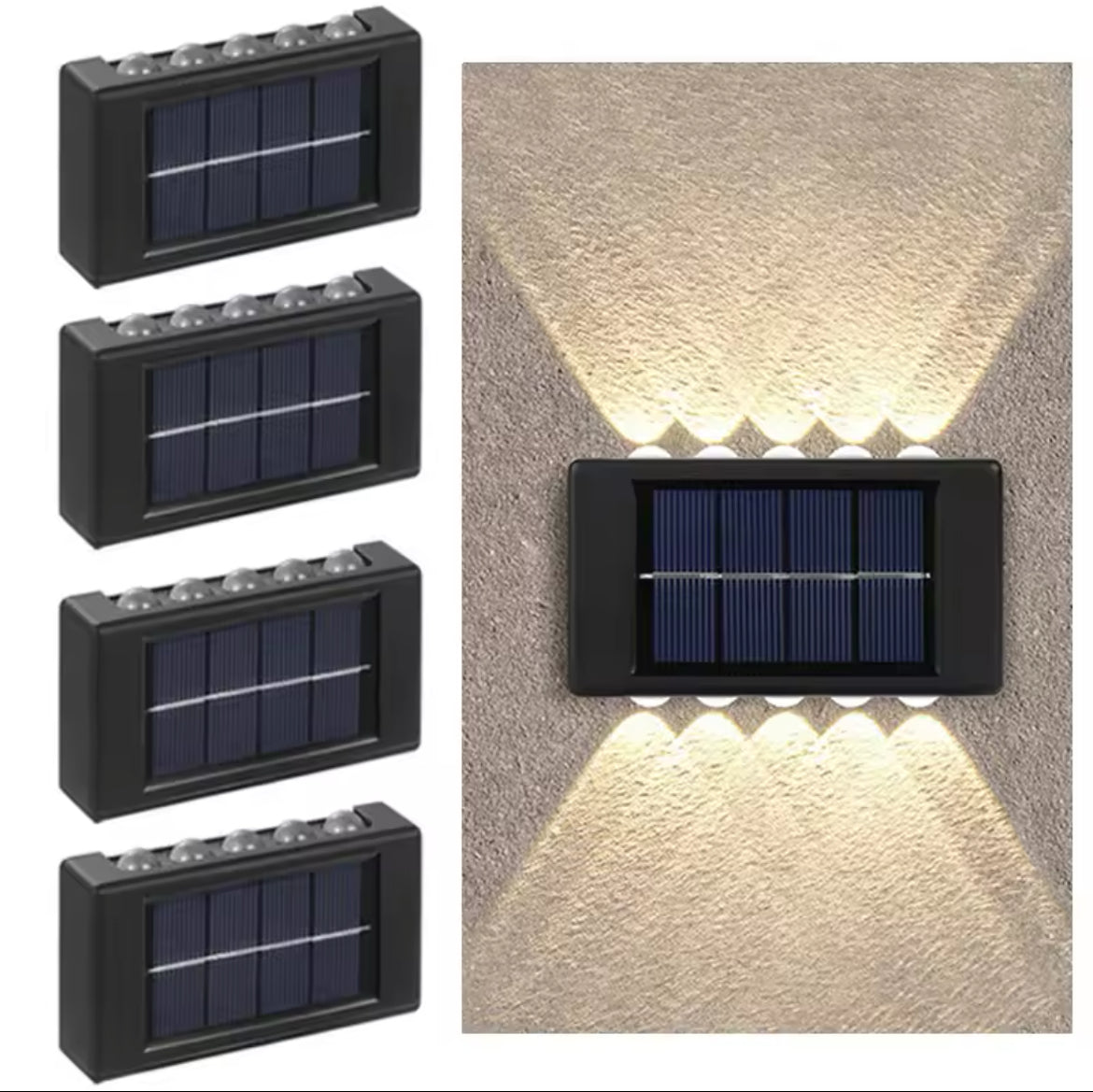 Applique murale solaire à 12 LED avec capteur solaire, étanche conforme a la norme IP65, luminaire d'extérieur, Style nordique, lumière d'en haut et d'en bas...