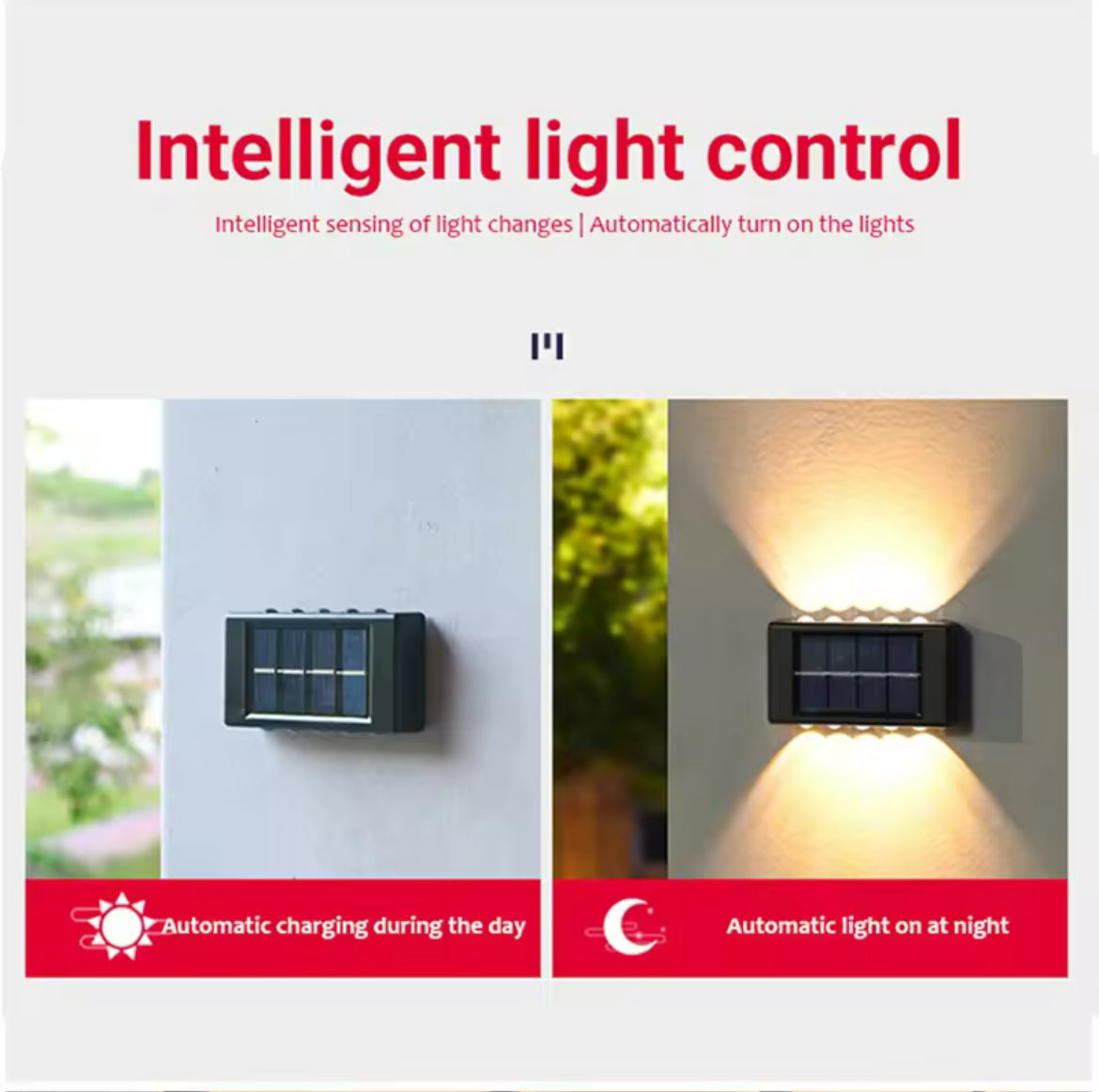 Applique murale solaire à 12 LED avec capteur solaire, étanche conforme a la norme IP65, luminaire d'extérieur, Style nordique, lumière d'en haut et d'en bas...