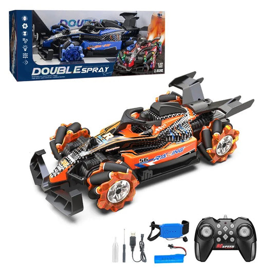 RC Double Fumée avec Lumières LED | Voiture jouet de cascade rapide à rotation de 2,4 Ghz à 360 ° pour les enfants