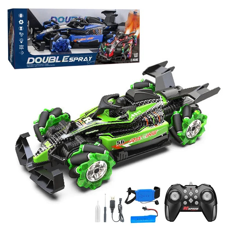 RC Double Fumée avec Lumières LED | Voiture jouet de cascade rapide à rotation de 2,4 Ghz à 360 ° pour les enfants