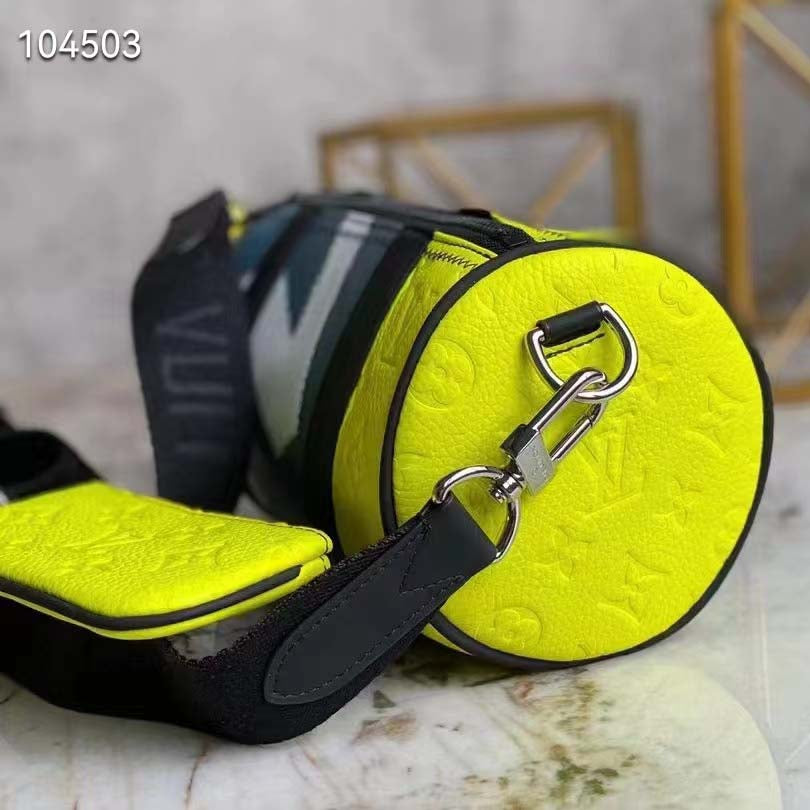 Louis Vuitton LV Unisexe Polochon Jaune Monogramme En Relief Taurillon Cuir De Vachette