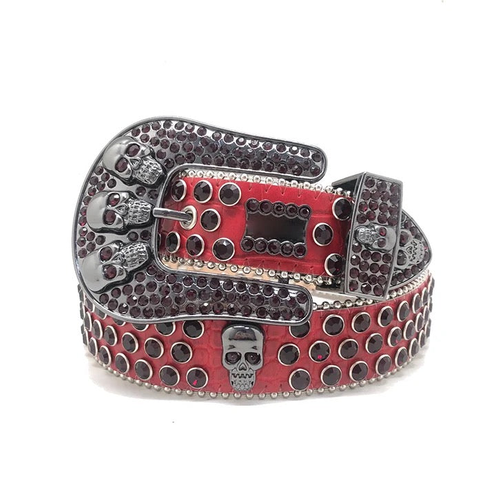 Ceinture Bb simon en cuir PU avec tête de mort.
