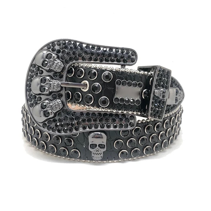 Ceinture Bb simon en cuir PU avec tête de mort.