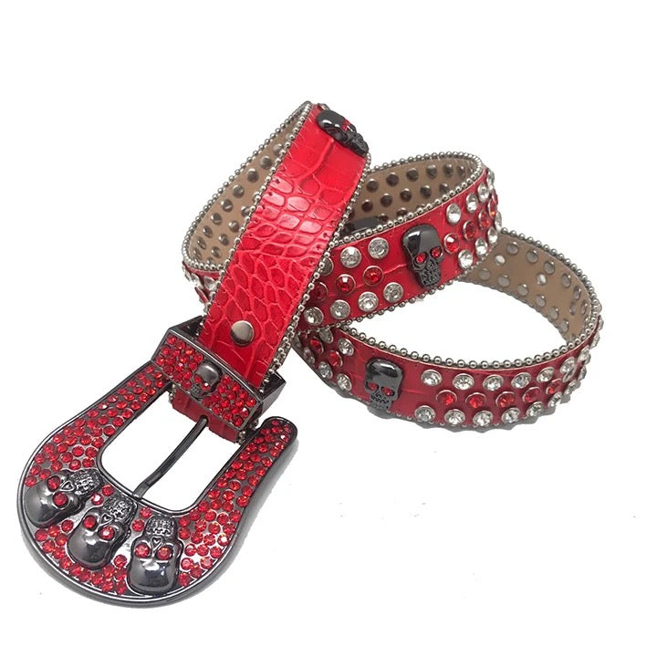 Ceinture Bb simon en cuir PU avec tête de mort.