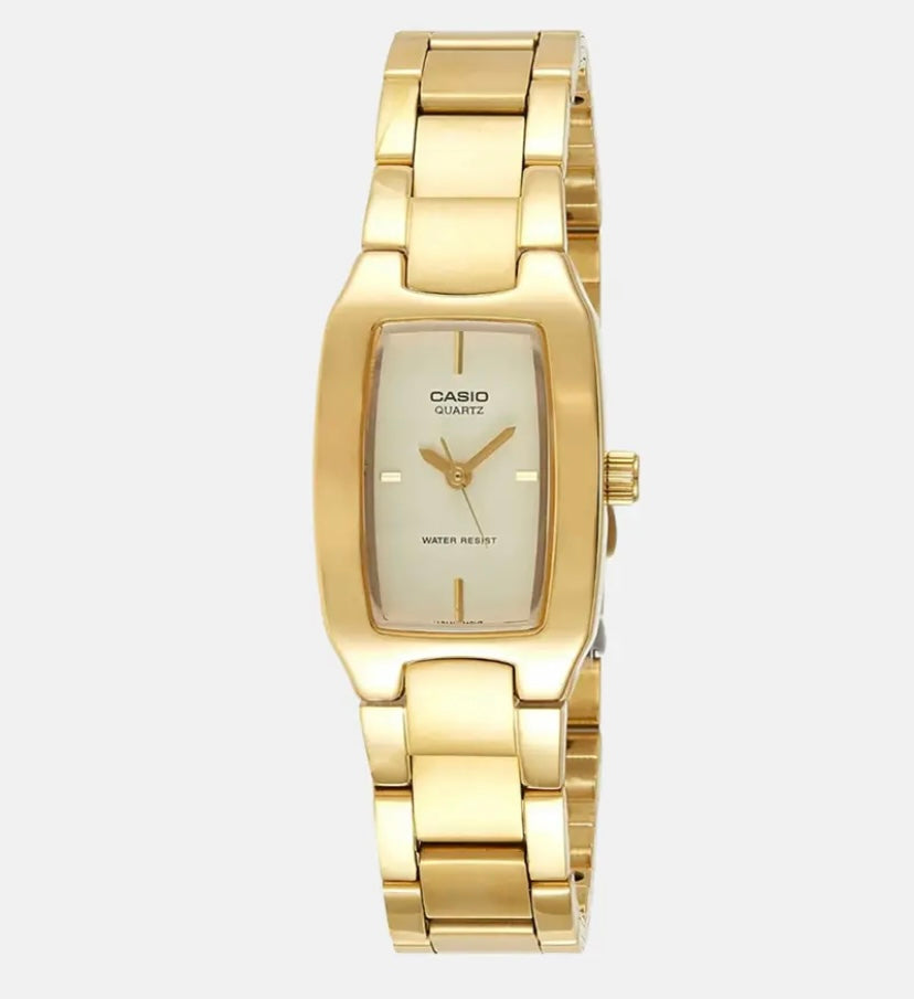 Montre CASIO Femme – LTP-1165N-9CRDF – Bracelet Dorée En Acier Inoxydable – Cadran Jaune – 12 Mois De Garantie