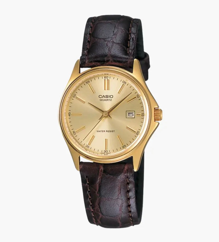 Montre Femme Casio LTP-1183Q-9ADF -Collection – Bracelet En Cuir Rouge bordeaux – Résistant à l’eau