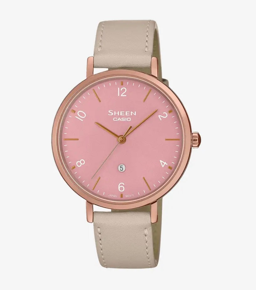 Montre CASIO – Femme – Couleur du boîtier Rose – Analogique – Verre saphir – SHE-4562PGL-4AUDF – Verre Saphir