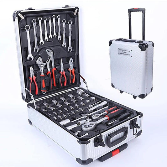 Kit d'outils pratiques en aluminium, valise Portable, combinaison de matériel, pour la réparation automobile, la Maintenance et déplacements, 187 pièces.