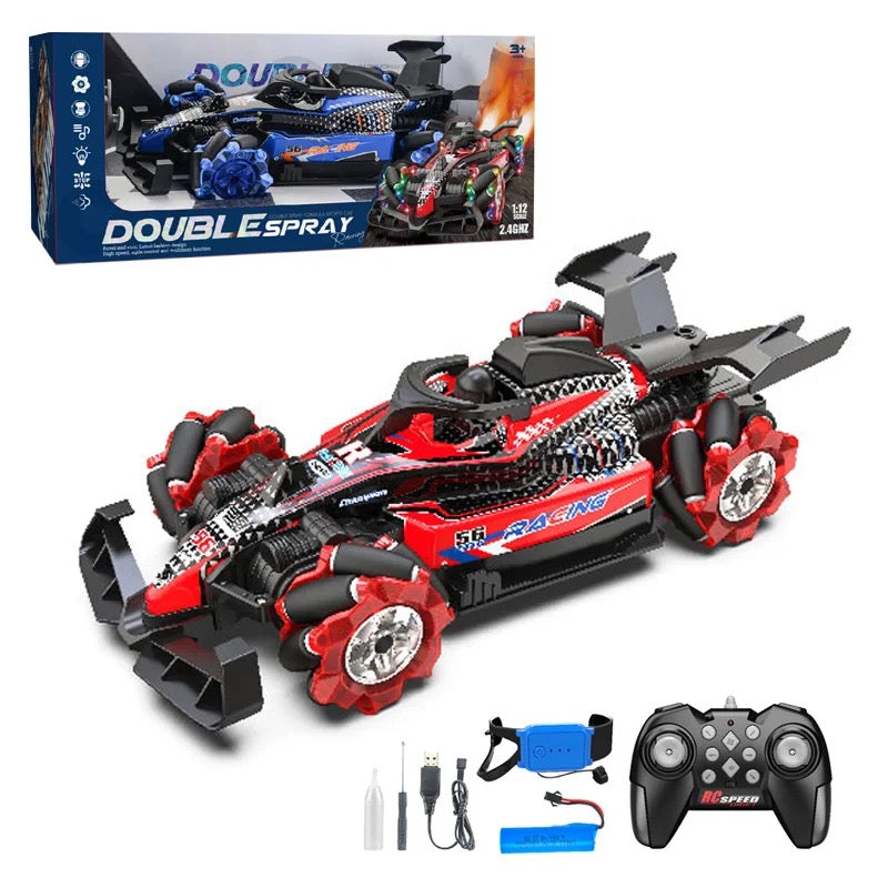 RC Double Fumée avec Lumières LED | Voiture jouet de cascade rapide à rotation de 2,4 Ghz à 360 ° pour les enfants