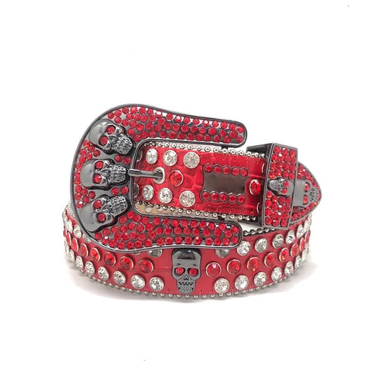 Ceinture Bb simon en cuir PU avec tête de mort.