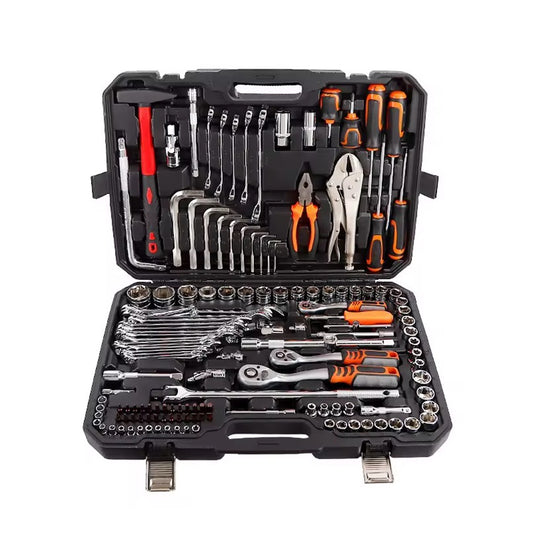 Kit d'outils à main 142 pièces 3/8 "1/4" 1/2 "CRV clé à douille ensemble de clés à molette boîte à outils de réparation automatique